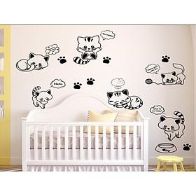Decal dán tường mèo ngộ nghĩnh xc9018