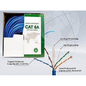 Cáp Mạng VP-LINK Cat 6A UTP 100M/305M Lõi Chữ Thập, Dây Cáp Xanh, Tốc độ đường truyền 10Gbps/90m - Hàng Chính Hãng