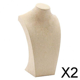 2xNecklace Pendant Display Bust Mannequin Stand Holder Rack, Linen 205*340mm