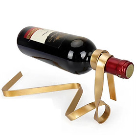 (Toponeto) Magic Floating Colored Ribbon Wine Bottle Holder Rack Stand Bracket Art