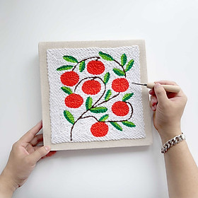 Mua Set thêu nổi thêu xù Punch Needle cành cam đơn giản dành cho người mới bắt đầu