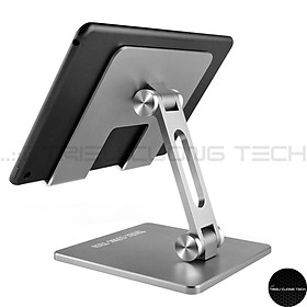 Giá Đỡ Để Bàn Máy Tính Bảng Ipad Điện Thoại (Lớn) Hợp Kim Nhôm Cao Cấp - Điều Chỉnh Góc Độ - Trục Kép- Gấp Lại Tiện Lợi Hàng Chính Hãng - Bạc 