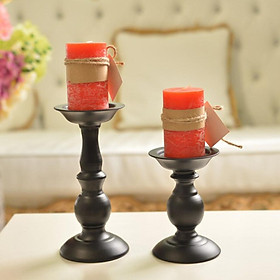 Wedding Birthday Candle Holder S/L Pillar Candle Holder, Vintage Style, Black, Home Decor