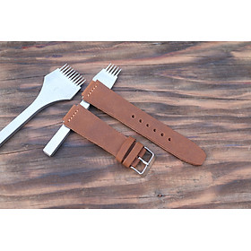 Dây Da Thật Thay Thế Dành Cho Đồng Hồ Casio AE1200 Da Sáp Nâu Sậm Handmade
