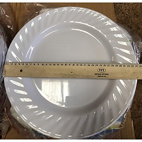 Mua Dĩa nhựa đãi tiệc dĩa phục vụ tròn trắng Fataca 36x36x4cm dĩa tròn trắng có xoắn viền 34x34x3cm dĩa nhựa trắng đãi tiệc