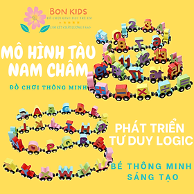 Đồ chơi đoàn tàu chữ cái nam châm đoàn tàu chữ số nam châm bằng gỗ