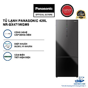 [Chỉ giao miền Nam] Tủ lạnh Panasonic Ngăn đông mềm diệt khuẩn 420L NR-BX471WGM9 - Tiết kiệm điện với bộ đa cảm biến Econavi - Mặt gương - Hàng chính hãng