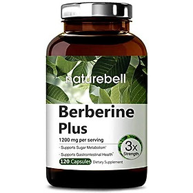 NatureBell Berberine Plus, 1200mg Per Serving, 120 Capsules, Supports Glucose Metabolism, Immune System, Fat Burn, Cardiovascular and Gastrointestinal Function, No GMOs and Made in USA (2 Pack)