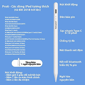 Bút Cảm Ứng Teemo PC Trong Suốt Sạc Không Dây-Chống Tỳ Đè-Nét Thanh Đậm Dùng Cho IPad Pro Air Mini - Hàng Chính Hãng