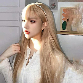 Tóc giả nữ Hàn Quốc nguyên đầu cao cấp làm bằng tơ mềm mượt như tóc thật + tặng kèm lưới ONLINE SHOPPING_1102