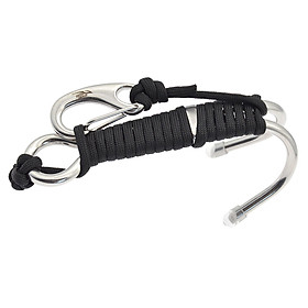 Diving Dual Reef Drift Hook Spiral Coil Strap Cord Stainless Steel