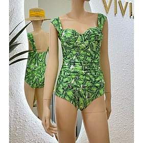 Đồ bơi nữ BIKINI PASSPORT dạng một mảnh áo gọng tạo nhún che bụng - Xanh lá cây - BS397_GN