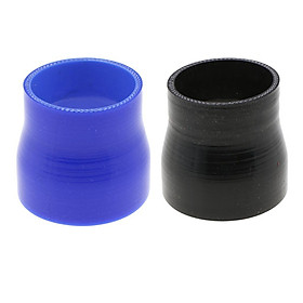 2 Pieces Car Silicone Straight Reducer Coupler Intercooler Turbo Blue+Black