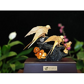 Tượng đôi chim én dát vàng (17x29x34cm) MT Gold Art- Hàng chính hãng, trang trí nhà cửa, phòng làm việc, quà tặng sếp, đối tác, khách hàng, tân gia, khai trương 