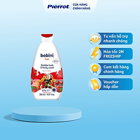 Gel tắm tạo bọt cho trẻ em Bobini Fun mềm mịn hương mâm xôi 1+ tuổi 500ML