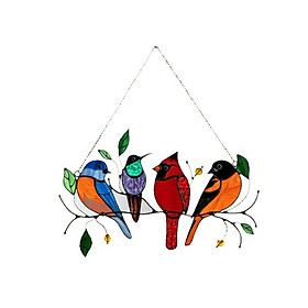 Đồ trang trí nhà cửa treo cửa sổ hình 7 con chim nhiều màu-Màu Nhiều màu-Size 4 con chim