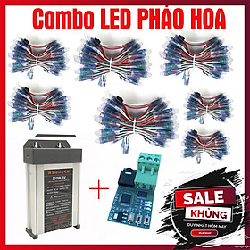 Combo led pháo hoa 20 - 25 - 30 tia mạch âm thanh wifi 145 hiệu ứng kèm nguồn