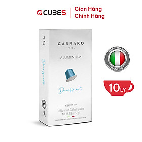 Cà Phê Viên Nén Carraro DECAFFEINATO Aluminum Mới - 10 viên - Tương thích với máy capsule Nespresso