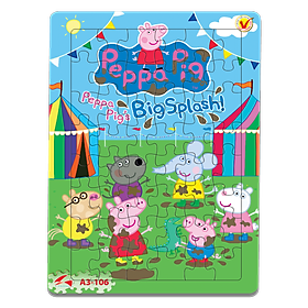 Tranh Xếp hình Tia Sáng: Peppa Pig - Big Splash (48 chi tiết) - Tặng kèm câu đố mặt sau cho bé