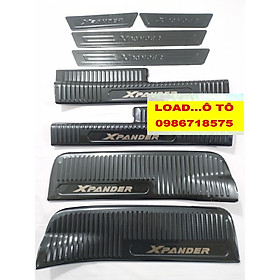 Ốp Bậc Cửa, Nẹp Bước Chân Chân Trong Ngoài Xe Xpander 2023-2018 Mẫu Vân Carbon cao Cấp