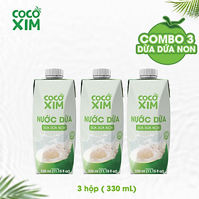 Combo 3 Hộp Nước dừa đóng hộp Cocoxim dứa non dung tích 330ml/Hộp