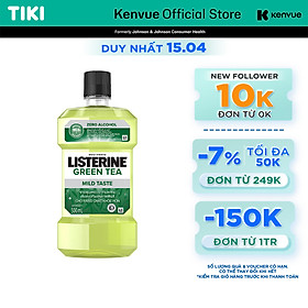 Nước súc miệng ngừa sâu răng vị trà xanh không cay Listerine Natural Green Tea 500ml - 100953223