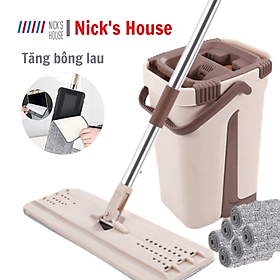 Cây Lau Nhà - Chổi Lau Nhà Tự Vắt Thông Minh Xoay 360 Độ Cao Cấp Kèm Thùng Vắt 2 ngăn [ Tặng Kèm 2 Bông Lau ]