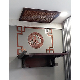 Mua Bàn thờ treo tường gỗ Sồi  mẫu chân chữ thọ  tặng bộ trang trí ốp lưng Phúc Việt  tấm chống ám và bộ chỉ viền Sản phẩm có nhiều kích thước để lựa chọn TM121149