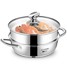 Nồi hơi nước 2 lớp Maxcook thương hiệu Mỹ bằng thép không gỉ 304 đáy nồi 26cm dụng cụ nấu nướng cho nhà bếp