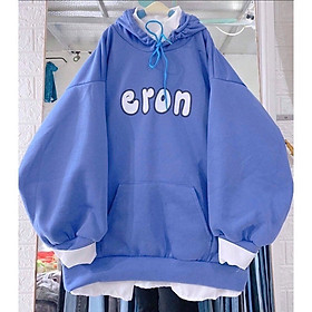 Áo khoác Hoodies tay phồng, Áo Hoodie Nỉ ERON, Áo Khoác Hoodie Nỉ In Chữ ERON Form Rộng 2 Màu Hồng Xanh Siêu, Áo hoodie nam / áo hooodie nữ / áo hoodie form rộng / áo khoác nam có nón trùm đầu / áo hoodie cặp đôi / áo khoác cặp đôi