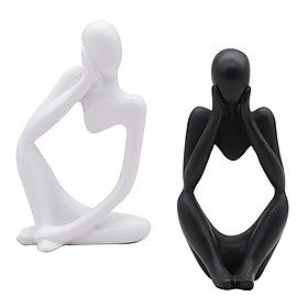2pcs/Pack Resin Thinker Style Abstract Sculpture Statue Collectible Figurines Home Office Bookshelf Desktop Decoration