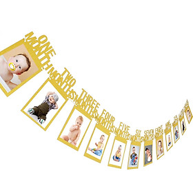 Dây treo kim tuyến 12 tháng trang trí sinh nhật, thôi nôi - 1st Birthday Photo bunting