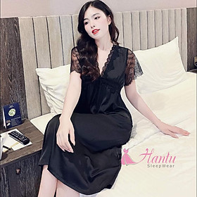 Hantu Sleepwear -Đầm ngủ ,váy ngủ lụa dài dáng tiểu thư sang chảnh cao cấp mềm mịn mướt ĐỦ MÀU +ĐỦ SIZE