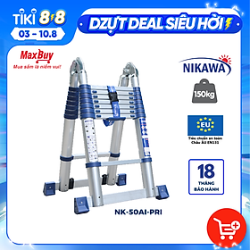 Mua Thang nhôm rút đôi gấp gọn 8 bậc Nikawa NK-50AI-Pri tải trọng 150kg  cao 2.4m chữ A  chữ I 5m