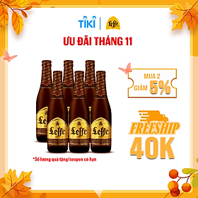 Lốc 6 Chai Bia Leffe Brune (Leffe Nâu) - Bia Thầy Tu Nhập Khẩu Bỉ (330ml/ chai)