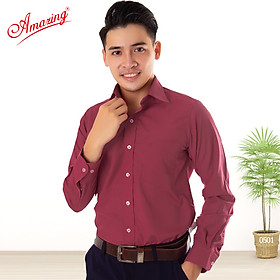 Áo sơ mi nam tay dài Amazing, thời trang công sở, trung niên, form regular suông rộng, có size lớn, chất liệu KT silk mềm mượt