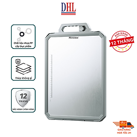 Thớt Mitomo 2 mặt inox và nhựa PP loại kháng khuẫn có rãnh chống tràn hàng chính hãng
