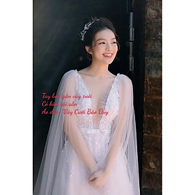 Lưới che tay, voan cài áo váy cưới cánh tiên