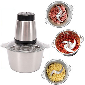 Mua Máy Xay Thịt Đa Năng Cối Inox - Máy Xay Tỏi  Ớt  Thực Phẩm 2 Lưỡi Kép Công Suất 300W - Hàng chính hãng