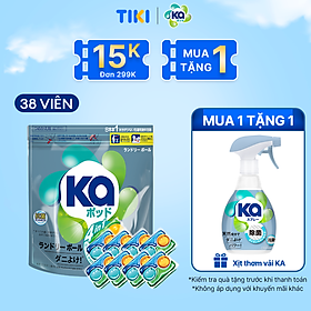 Viên Giặt Quần Áo loại bỏ mạt bụi KA pod Anti-dustmite 4trong1 diệt mạt bụi, làm sạch sâu, kháng khuẩn, giữ màu vải (38 viên/ Túi)