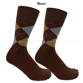 Tất vớ nam công sở đi giày tây cổ cao GOMTAT mẫu quả trám, chất liệu cotton cao cấp hút ẩm thoáng khí - GOM-QUATRAM-1DOI - 1 ĐÔI NÂU