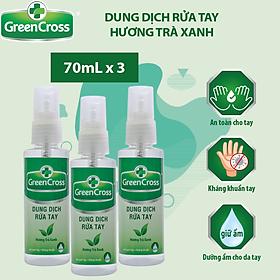 Combo 3 Chai xịt rửa tay kháng khuẩn Green Cross 70ml