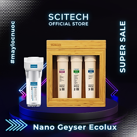 Hình ảnh Máy lọc nước Nano Geyser Ecolux vỏ gỗ kèm bộ đơn lọc thô 10 inch by Scitech - Hàng chính hãng