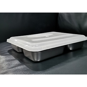Mua KHAY CƠM PHẦN INOX 4 NGĂN SÂU LÒNG CÓ NẮP