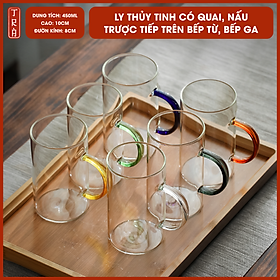 Ly thủy tinh có quai chịu nhiệt giá rẻ, đun trực tiếp trên bếp điện, bếp hồng ngoại 450ml