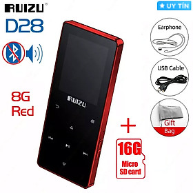 Quà Tặng Kèm - Máy Nghe Nhạc MP3 Bluetooth 5.0 Hifi Lossless RUIZU D28 Bộ Nhớ Trong 8GB - Bản Nâng Cấp Của Ruizu D01, D02, D11, D15 - Hàng Chính Hãng