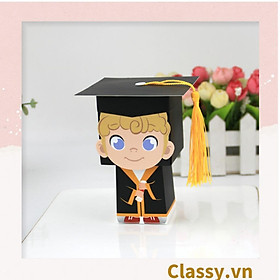 Hộp bánh ngọt Classy , hộp kẹo , hôp quà tặng cầm tay mũ cử nhân ba chiều Q962