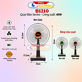 Quạt bàn Senko sang trọng cao cấp B1210 màu ngẫu nhiên - Hàng Chính Hãng