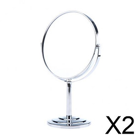 2x6in Round Tabletop Vanity Swivel Makeup Mirror 2-sided 2x Magnifying Silver