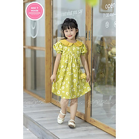 Váy Bé Gái 8-40kg NHƯ Ý HOUSE'S- Đầm Công Chúa, váy trẻ em, hàng thiết kế - váy xanh cốm cổ vàng- 8-40kg